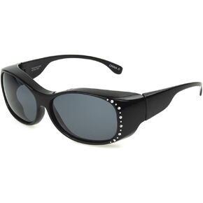 Dioptics Solar Shield Allison Fits Over Sunglasses Polarized Rectangular, Black, 57 mm