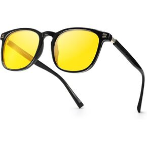 TJUTR Night Vision Driving Glasses for Men Women, Polarized Anti Glare Yellow Glasses for Driving at Nighttime