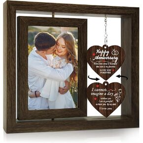 Wedding Gifts for Couples 2024, Mr and Mrs Gifts Wedding Picture Frame 4x6, Happy Anniversary Picture Frame Gifts for Women, Rustic Wood Floating Wedding Gifts for Her Him Wife Husband