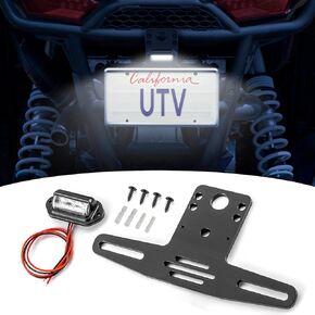 Wsays UTV Universal License Plate Bracket for Golf Cart ATV RV Truck Snowmobile Trailer Boat SxS Compatible with Polaris RZR Ranger General Maverick x3