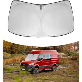 Windshield Sun Shade for Freightliner Sprinter & Mercedes Benz Sprinter 2018-2024 Accessories Foldable Front Window Sun Shade Shield Protector Silver