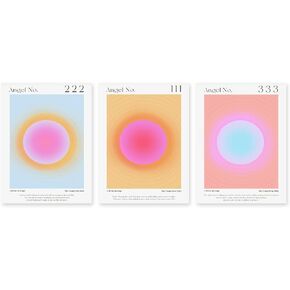 Dazzlewall Angel Number Wall Decor Poster, Spiritual Aesthetic Wall Poster for Bedroom Living Room Decor 12x16in, Unframed Set of 3