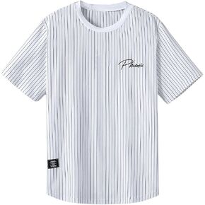 Boy's Striped Letter Print Tee Shirt Short Sleeve Round Neck Summer Casual Tops