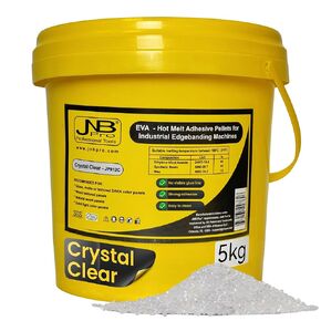 JNB Pro EVA Hot Melt Adhesive for Edge Banding Machine, Edge Band Woodworking Glue Pellets for PVC, ABS, Acrylic, Wood Veneer, Melamin Edgeband etc. (5kg/11lbs, Crystal Clear)