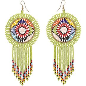Touchstone Indian Bollywood Pretty Style Multicolor Plastic And Glass Beads Long Earrings Designer Jewelry Created By Skilled Artisan-Indo-Afro Style For Women..