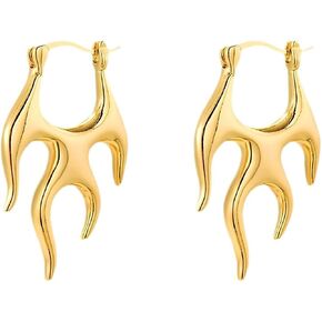 Edgy Flame Hoop Earrings for Women, Punk Fire Earrings, Minimalist Hoop Earrings, Rave Jewelry Gift for Women in Kuwait