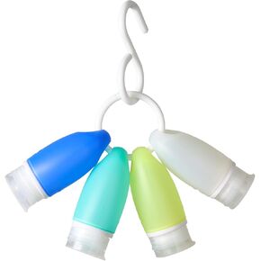 4 Pack Hangable Leak Proof Silicone Travel Bottles for Toiletries - TSA approved Travel Containers for Shampoo, Conditioner and Bodywash - Easy to Carry and Reach (3oz)