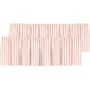 Blackout Classic Ticking Stripe Pink and White Rod Pocket Short Window Curtain Valance for Kitchen Bedroom Decor, 52" x 18", Pink and White, 2 Panels
