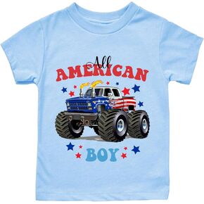 DDSOL Boys Toddler American Flag Shirt 4th of July T-Shirt Monster Truck 1776 Patriotic Tee Top Independence Day Kid Clothes