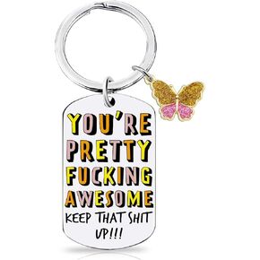 OEHEDOU Funny Christmas Gifts For Women Stocking Stuffers White Elephant Gifts For Women Coworkers Appreciation Keychain Encouragement Gifts For Her Rude Funny Congratulations Gifts You’re Awesome
