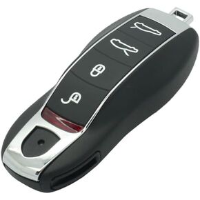 SEGADEN Replacement Key Shell + Uncut Blank Emergency Insert Key Compatible with Porsche Macan Boxster Cayenne 4 Button Smart Keyless Entry Remote Key Case Fob PG923B
