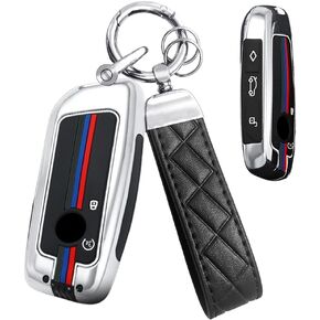 Key Fob Cover fit for BMW 2 3 5 7 Series X1 X7 iX i7 XM 2023-2025 X5 X6 2024 Key Cover Case Zinc Alloy Key Protector Key Fob Holder 5 Buttons B Gray