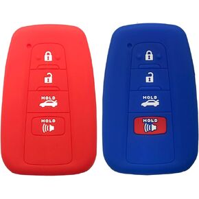 Silicone Protector Skin Key Fob Cover Case for 2018 Toyota Camry C-HR Prius Highlander Keyless Entry Key Fob Shell (Black 2pcs)