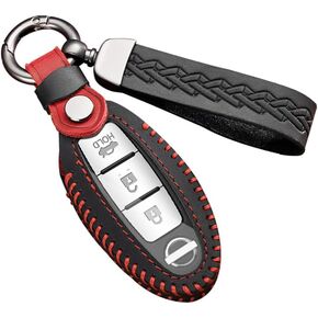 ontto Leather Key Fob Cover Transparent Smart Remote Key Case Full Protection Fit for Nissan for Infiniti Brown