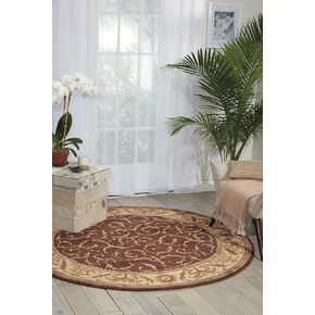 Nourison Somerset Floral Brown 5'6" x Round Area-Rug, Easy-Cleaning, Non Shedding, Bed Room, Living Room, Dining Room, Kitchen (6 Round)