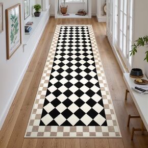 Morebes Checkered 5x7 Area Rugs for Living Room, Washable Black Rug for Bedroom Non Slip, Soft Non Shedding Ultra Thin Indoor Carpet for Playrooms Nursery Dining Room