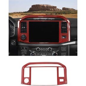 Savadicar Red Carbon Fiber Interior Accessories - 12'' Display Screen (with Trailer Knob) Panel Trim Cover for Ford F150 (2021-present) - Premium Texture Interior Decor Upgrade Option, 1 PC