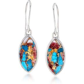 Ross-Simons Marquise Kingman Turquoise Drop Earrings in Sterling Silver