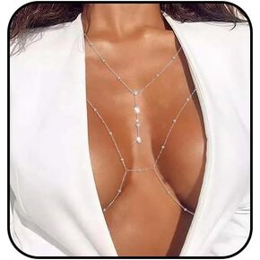 Tgirls Beads Body Chain Sexy Body Jewelry for Women Crystal Body Chains Layered Bra Bikini Body Waist Chain