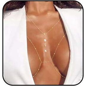 Tgirls Beads Body Chain Sexy Body Jewelry for Women Crystal Body Chains Layered Bra Bikini Body Waist Chain in Saudi Arabia