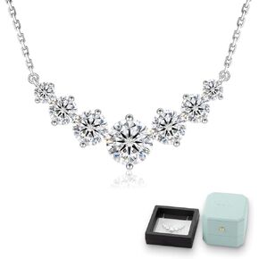 KRKC Moissanite Pendant Necklace for Women, 1.7CT/2.8CT/5CT Lab Created Diamond Necklace Anniversary Romantic Gift for Her, VVS1 Clarity D Color, Adjustable S925 Sterling Silver Chain 14K White Gold Plated, Birthday Gifts for Wife Mom Daughter, Valentines