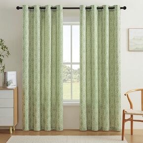 Living Room Curtains,84 Inches Long Curtains with Mustard Yellow Printed Leaf Farmhouse Curtains Bronze Grommet Light Filtering Rustic Bedroom Window Curtain,2 Panels W52 X L84