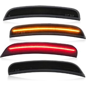 مصابيح LED للعلامات الجانبية بعدسة دخان متوافقة مع مصابيح كرايسلر 300 300C 300S الأمامية الخلفية للحاجز 2015-2024. 2X أمامي (كهرماني) 2X خلفي (أحمر)