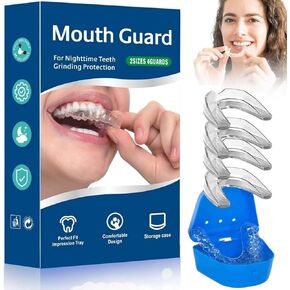 Mouth Guard for Grinding Teeth at Night, 4 Pcs Mouthguards for Grinding of Teeth, Moldable Night Mouth Guards for Teeth Grinding, Nightguards for Grinding Teeth, Night Guards for Teeth Grinding