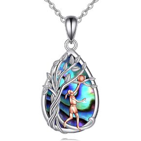 Tree of Life Necklace 925 Sterling Silver Abalone Shell Pendant Necklace Book Lovers/Sports/Music Lover Jewelry Gifts for Women
