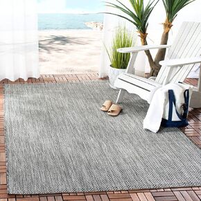 SAFAVIEH Courtyard Collection Area Rug - 9' x 12', Black & Beige, Non-Shedding & Easy Care, Indoor/Outdoor & Washable-Ideal for Patio, Backyard, Mudroom (CY8022-36621)