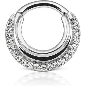 16G Layered CZ Septum Ring 925 Sterling Silver Helix Hoop Cartilage Piercings Conch Rings Helix Piercing Jewelry Daith Earring Rook, Tragus, Upper Lobe Earring for Women