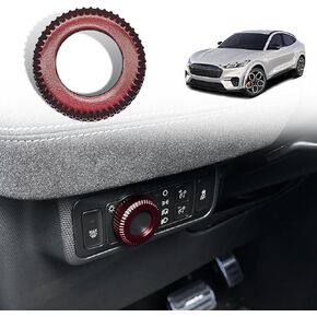BestEvMod Light Button Knob Metal Cover Compatible with Mach E 2021 2022 2023 2024 Accessories Light Shift Switch Knob Metal Cover Zinc Alloy SNAP in Design (Red)