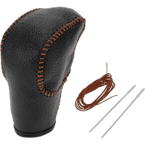 Gear Shift Knob Cover for Ford for Ranger 2019-2022 Anti-Slip Stick Shifting Handle Protector Faux Leather 1 Pc Pebbled Black Brown