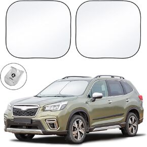 Car Front Windshield Sun Shade, 2 PCS Reflective Foldable Windshield Sunshade/Cover for UV Rays, Sun Glare, Universal for Most Cars, Auto Interior Accessories for Sun Protection (27.9"x 30.7")