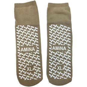 جوارب مستشفى أمينا إل للرجال والنساء - جوارب مستشفى صفراء زاهية غير قابلة للانزلاق مع مقابض، راحة واسعة للغاية غير مربوطة، جوارب قابلة للتنفس لكبار السن، أحذية مرضى السكري للأقدام الحساسة in Kuwait