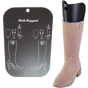 QUUPY 2 Pairs 14 Inch Long Thicken Plastic Shoe Shaper Holder Shoe Trees Stretcher Inserts Tall Boot Automatic Stand Support No Print for Women Over-The-Knee Boots Taller Boot Knee High Shoes (Black)