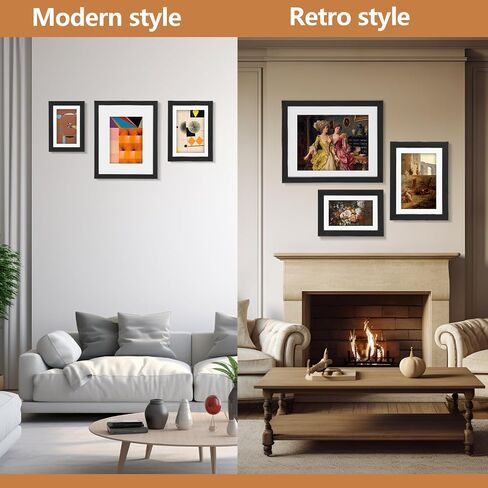 TWING 4 Pack 8x10 Picture Frame with 2 Mat, Black Picture Frames Display Pictures 5x7 with Single-Hole Mat, 4x6 with Double-Hole Mat or 8x10 without Mat, Wall Hanging or Tabletop Photo Frame in Kuwait