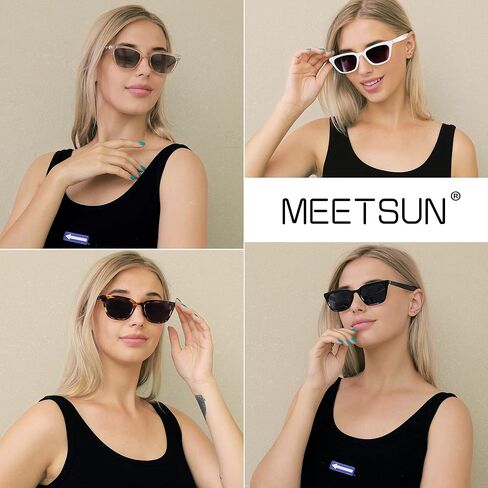 MEETSUN Retro Vintage Cat Eye Polarized Sunglasses for Women Trendy Designer Style Cateye Sun Glasses in Saudi Arabia