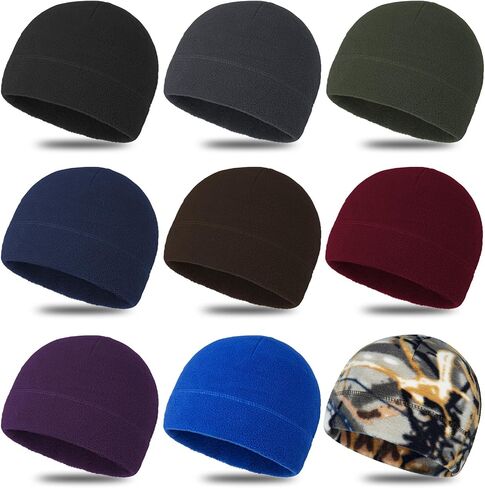 Fleece Watch Cap Army Military Tactical Beanie Hat Men Fleece Skull Cap for Outdoor Exercising 9 Pieces in Saudi Arabia
