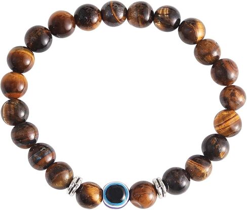 Caiyao Lucky Turkish Natural Stone Tiger Eye Bead Stretchy Bracelet for Women Men Friend Lava Rock Stone Evil Eye Amulet Bracelet Good Luck Protection Jewelry Gift in Saudi Arabia