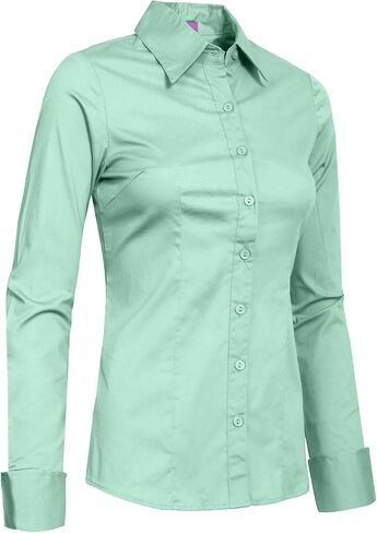 NE PEOPLE Womens Basic Solid Work Office Tailored Long Sleeve Button Down Daily Shirt (S-3XL) in Saudi Arabia