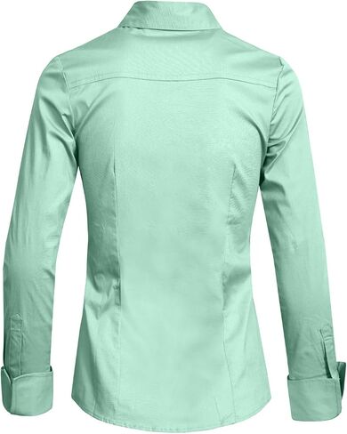 NE PEOPLE Womens Basic Solid Work Office Tailored Long Sleeve Button Down Daily Shirt (S-3XL) in Saudi Arabia