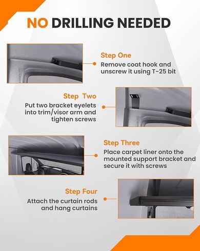 رف بطانة الرأس من الألومنيوم MELIPRON مناسب لسيارة Mercedes Sprinter 2007-2018 مع قضيب ستارة وسجاد in Kuwait