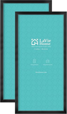 LaVie Home 11x22 Picture Frames (2 Pack, Black), Simple Designed Frame, Horizontal and Vertical Formats for Wall Mounting, Ideal for Home Decor and Office Decor in Kuwait