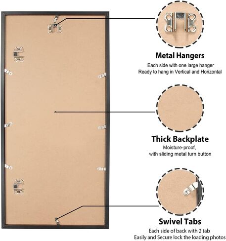 LaVie Home 11x22 Picture Frames (2 Pack, Black), Simple Designed Frame, Horizontal and Vertical Formats for Wall Mounting, Ideal for Home Decor and Office Decor in Kuwait