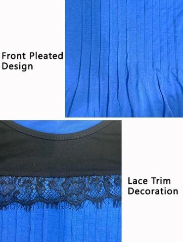 Tanou Women's 2024 Fall Long Sleeve Tunic Blouses Crew Neck Color Block Lace Tops Loose Fit Dressy Casual Pleated Shirts in Saudi Arabia