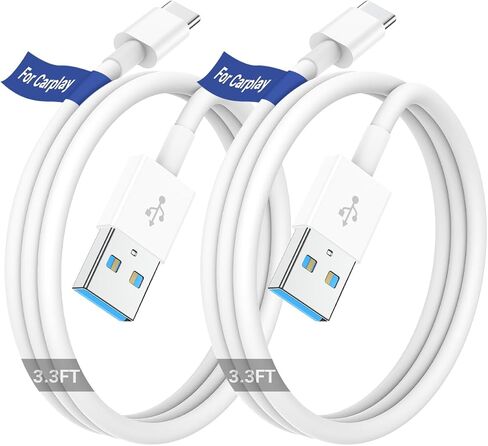 كابل Carplay للسيارة لهاتف Apple iPhone 16 15 Pro Plus Max Plus، [3 عبوات، 3.3FT+3.3FT+6FT] USB A إلى USB C لسلك Carplay USB C، كابل USB C لأجهزة iPad Pro/Air/Mini، Samsung Galaxy سلك كابل شاحن السيارة in Kuwait