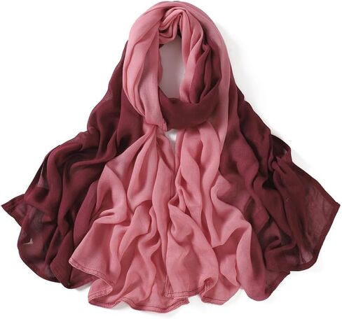 Premium Viscose Hijab Head Scarf Shawl Wrap for Muslim Women Lightweight Gradient Color Hair Wraps Hijabs Scarves in Kuwait