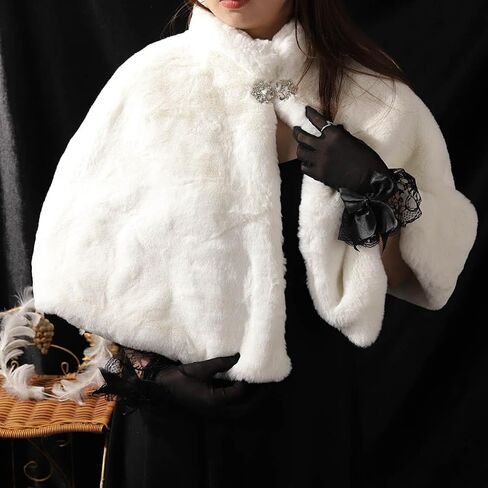 Women's Fur Wraps and Shawls Bridal Fur Stoles Scarf Faux Fur Scarf for Bride and Bridesmaids in Saudi Arabia