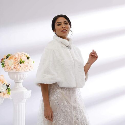 Women's Fur Wraps and Shawls Bridal Fur Stoles Scarf Faux Fur Scarf for Bride and Bridesmaids in Saudi Arabia